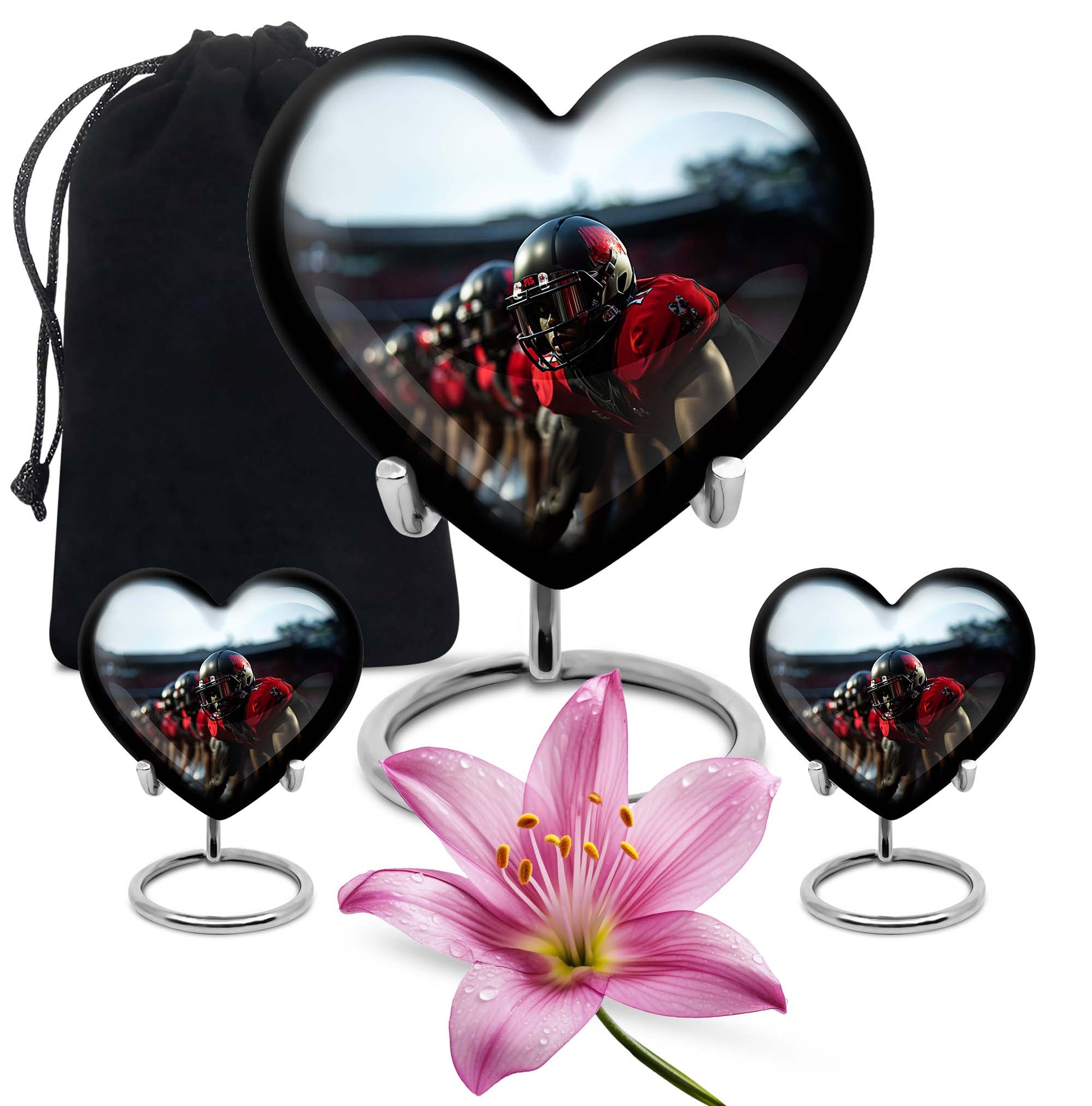 Heart Shape Football Urn Large Urn With 2 Keepsake Urn