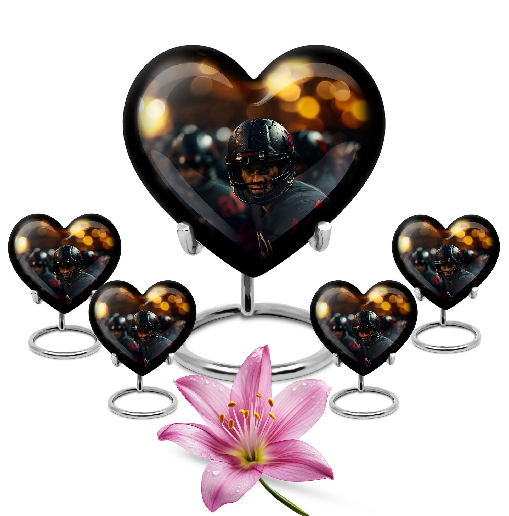 Heart Shape Football Urn Large Urn With 4 Keepsake Urn