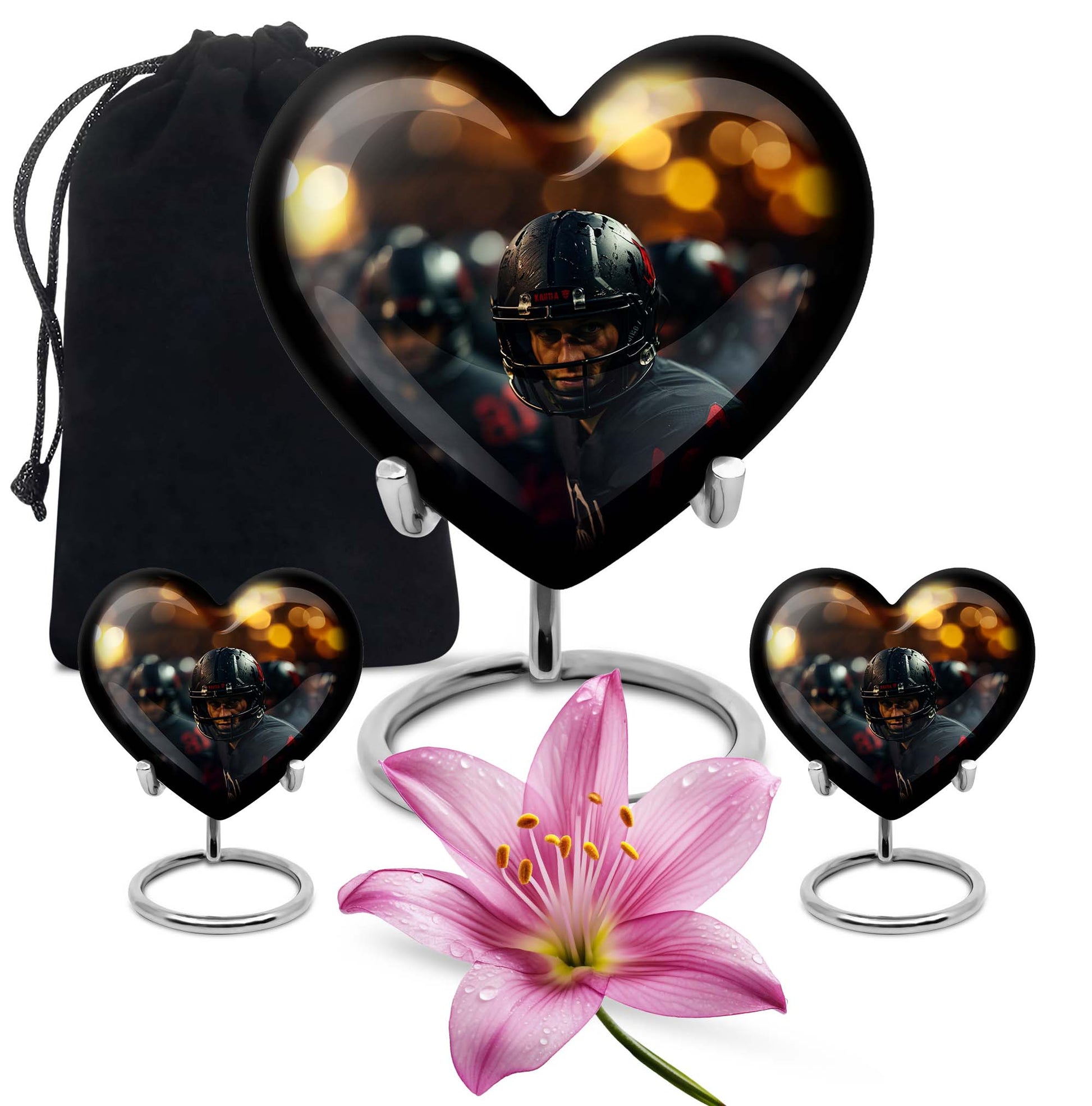 Heart Shape Football Urn Large Urn With 2 Keepsake Urn