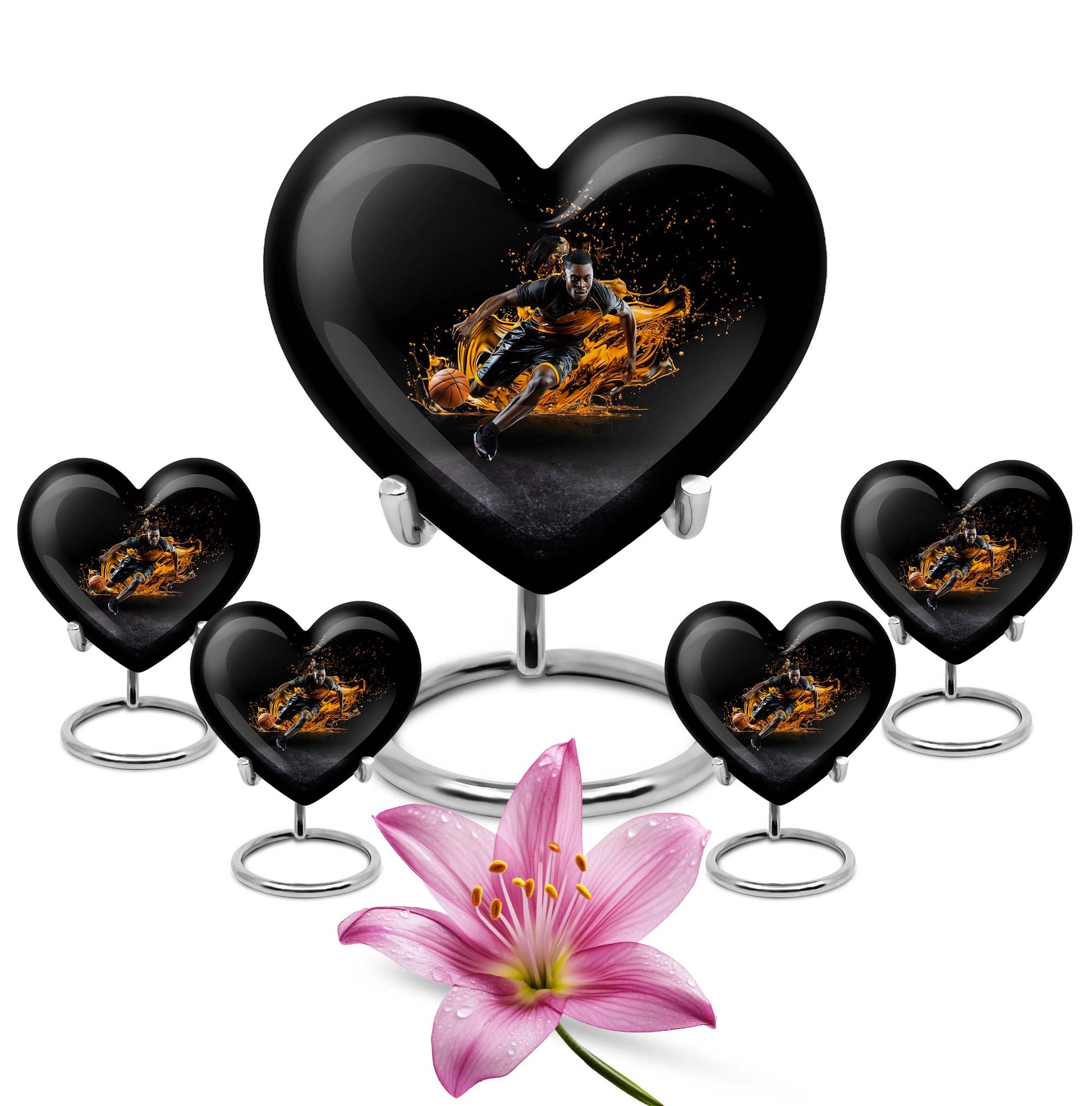 Heart Shape Basketball Urn Large Urn With 4 Keepsake Urn