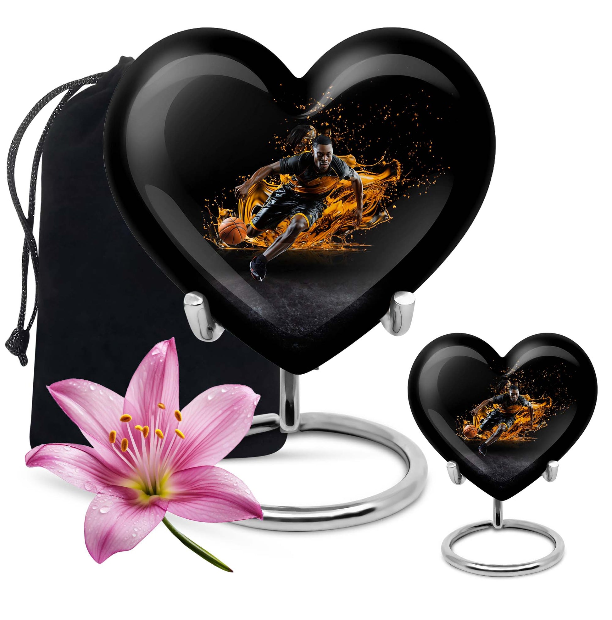Heart Shape Basketball Urn Large Urn With 1 Keepsake Urn
