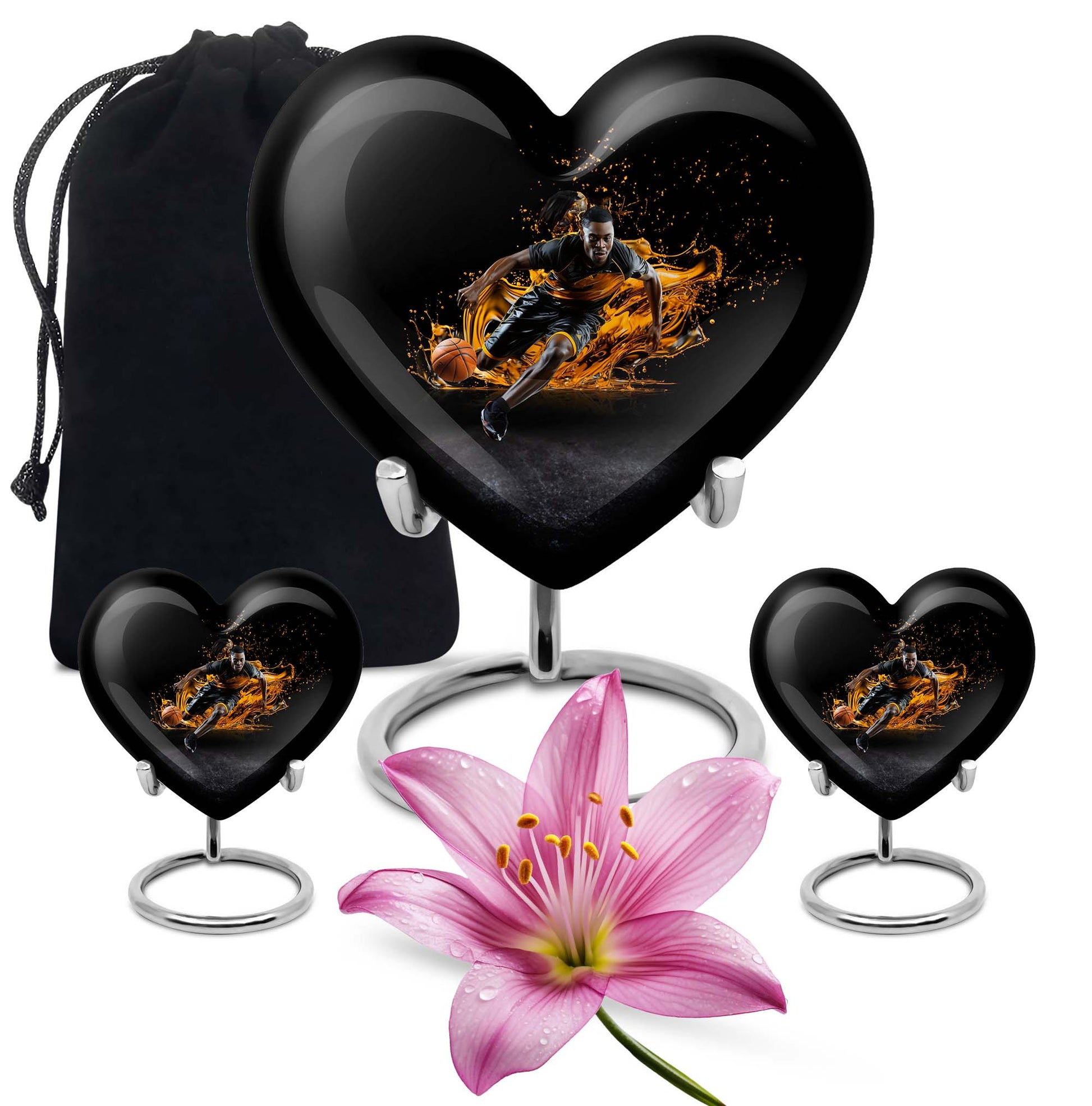 Heart Shape Basketball Urn Large Urn With 2 Keepsake Urn