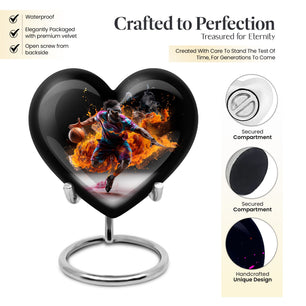 Heart Shape Basketball Urn Keepsake 3 Inch