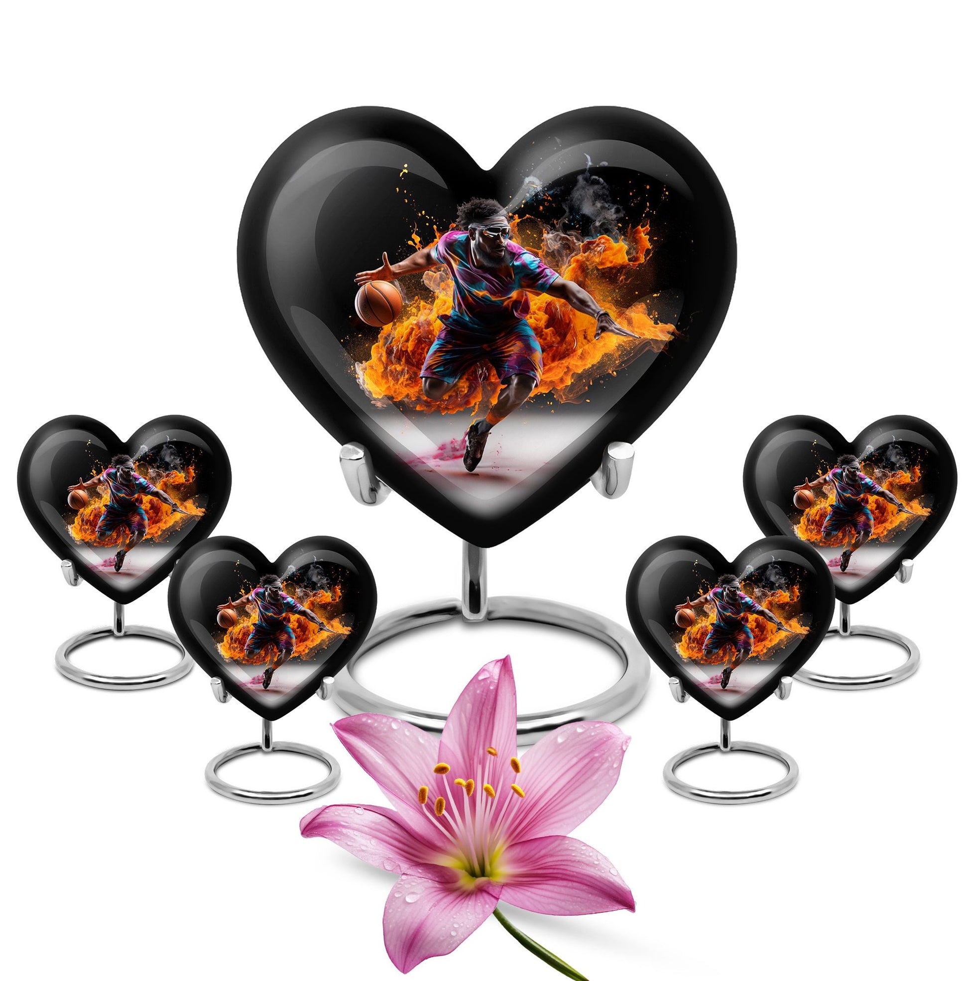 Heart Shape Basketball Urn Large Urn With 4 Keepsake Urn