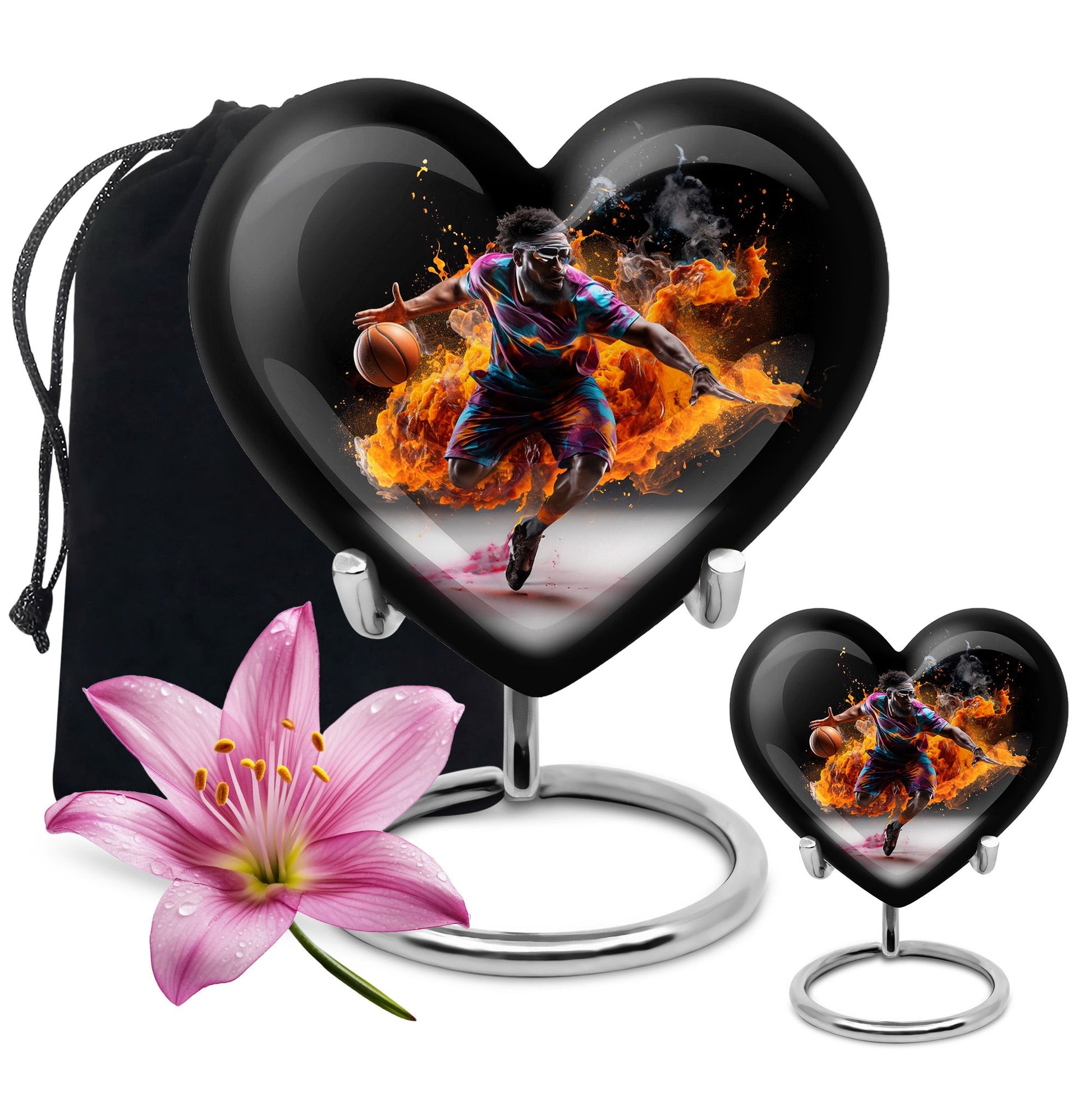 Heart Shape Basketball Urn Large Urn With 1 Keepsake Urn