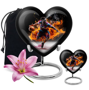 Heart Shape Basketball Urn Large Urn With 1 Keepsake Urn