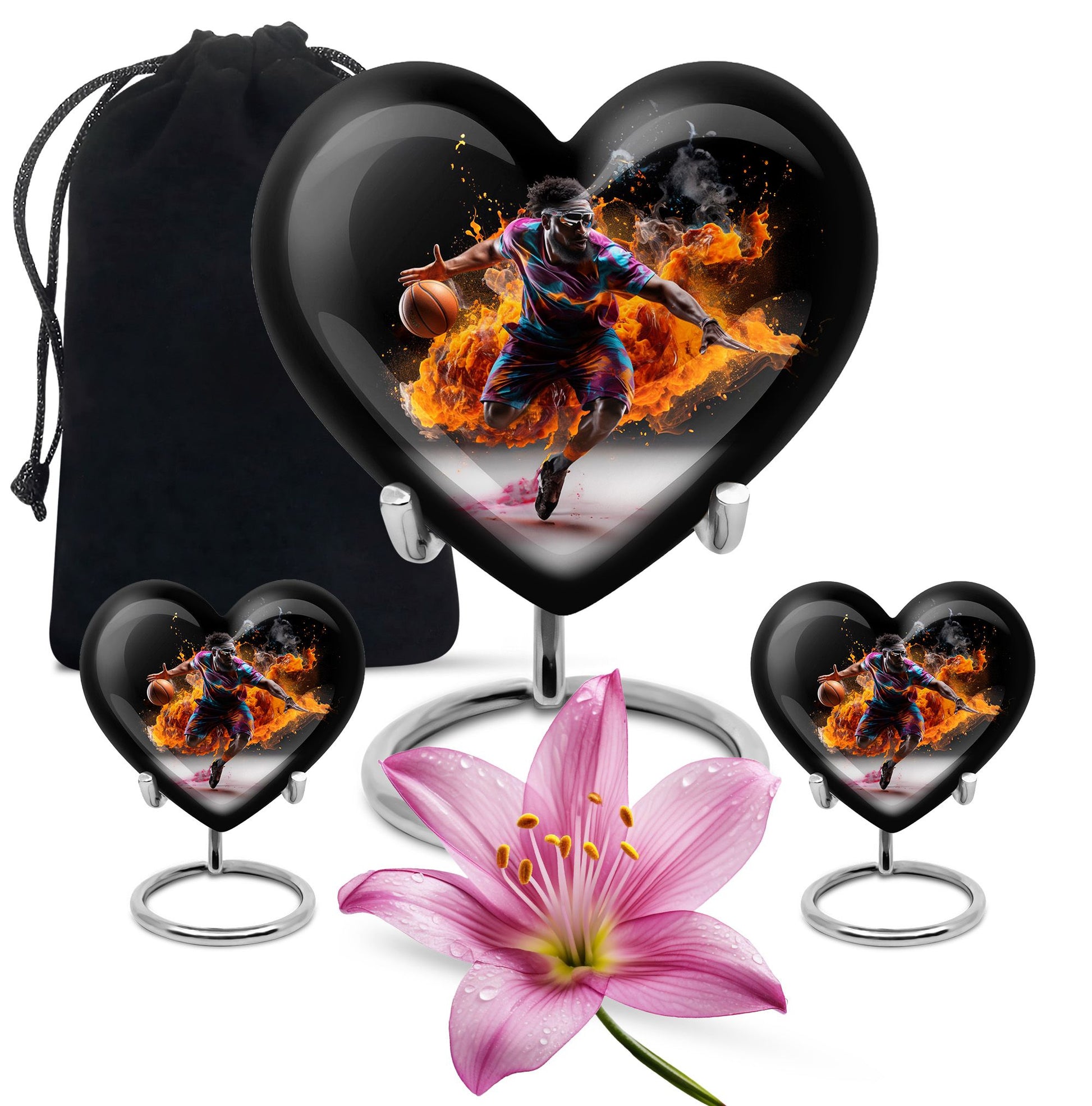 Heart Shape Basketball Urn Large Urn With 2 Keepsake Urn
