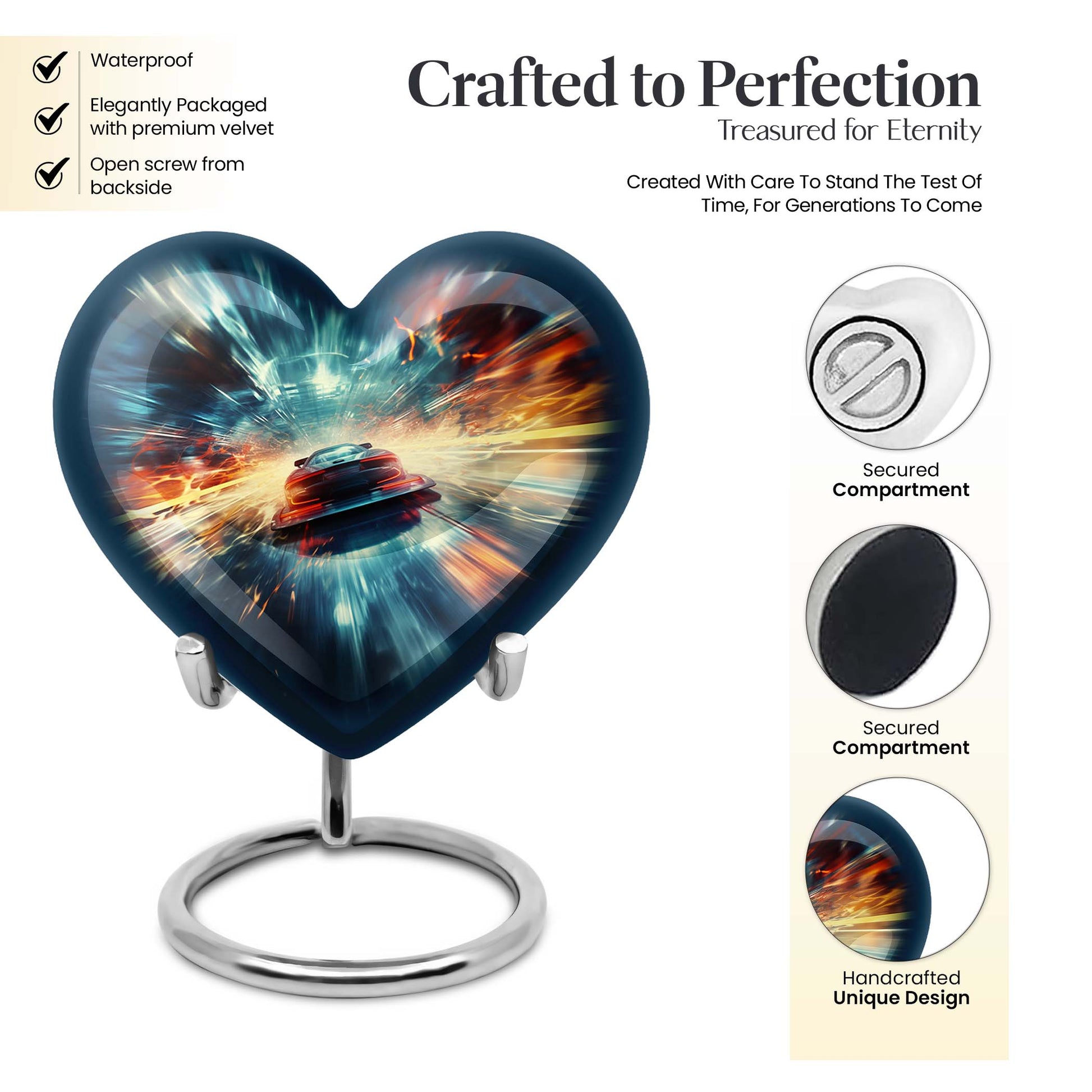 Heart Shape Car Urn Keepsake 3 Inch