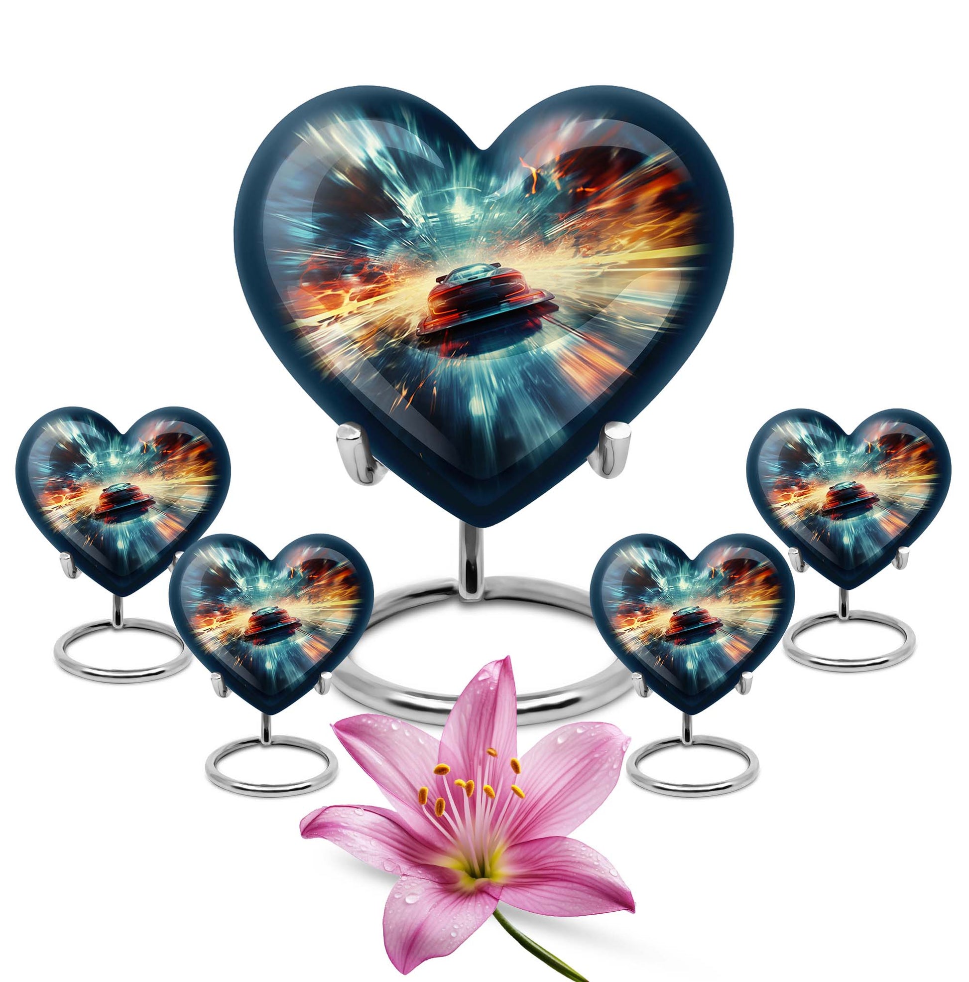 Heart Shape Car Urn Large Urn With 4 Keepsake Urn
