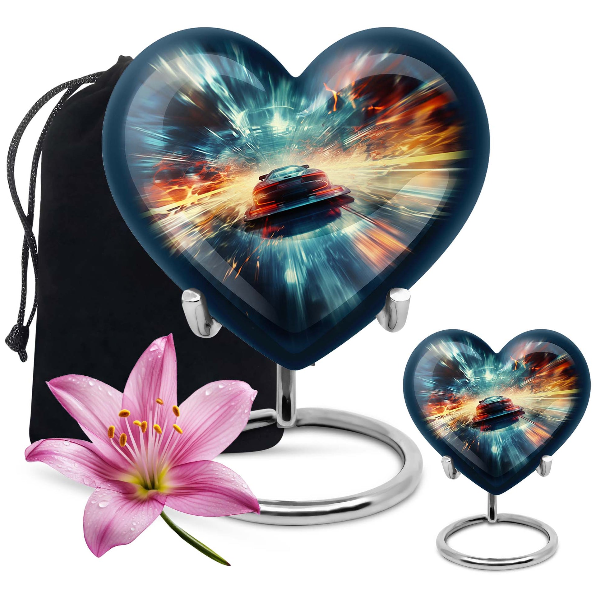 Heart Shape Car Urn Large Urn With 1 Keepsake Urn