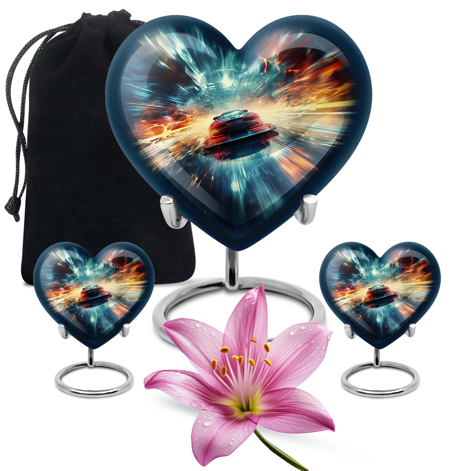 Heart Shape Car Urn Large Urn With 2 Keepsake Urn
