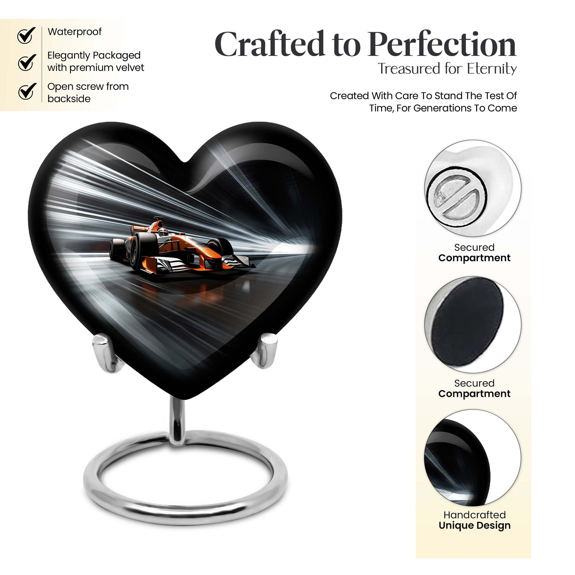 Heart Shape Car Urn Keepsake 3 Inch