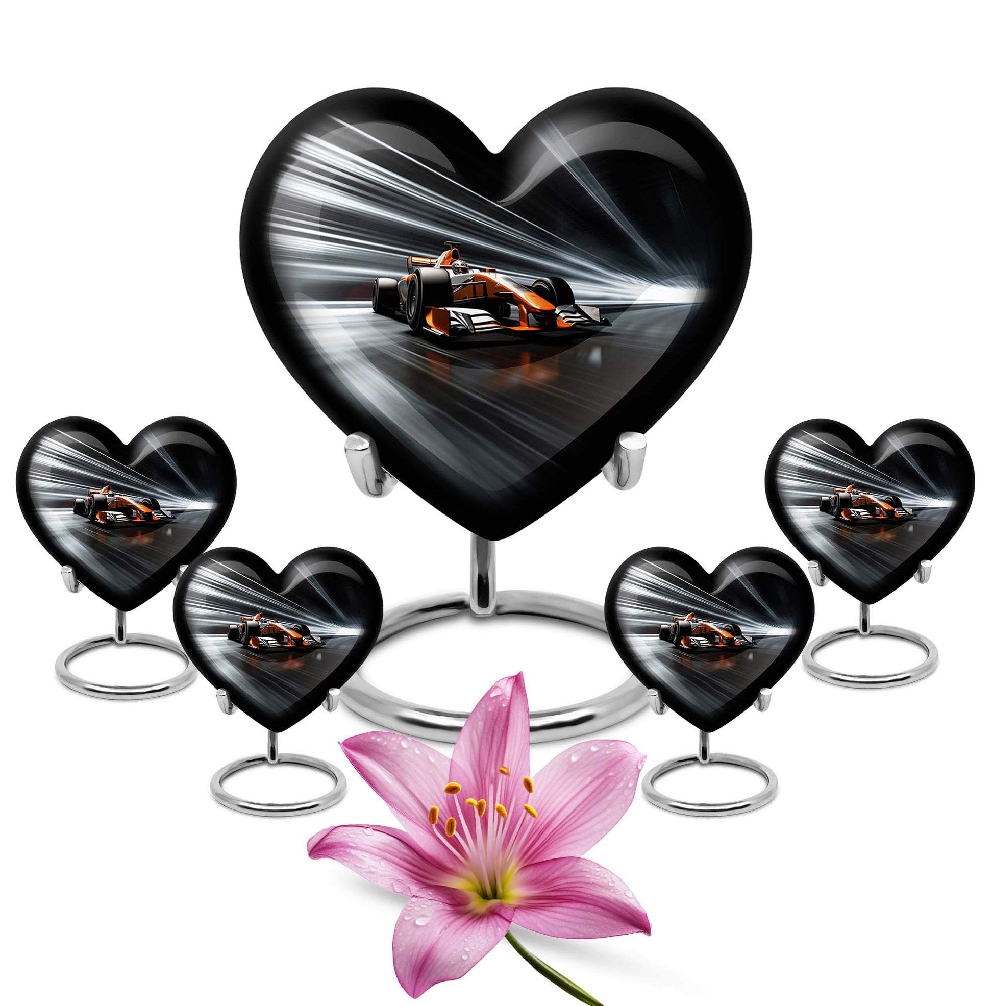 Heart Shape Car Urn Large Urn With 4 Keepsake Urn