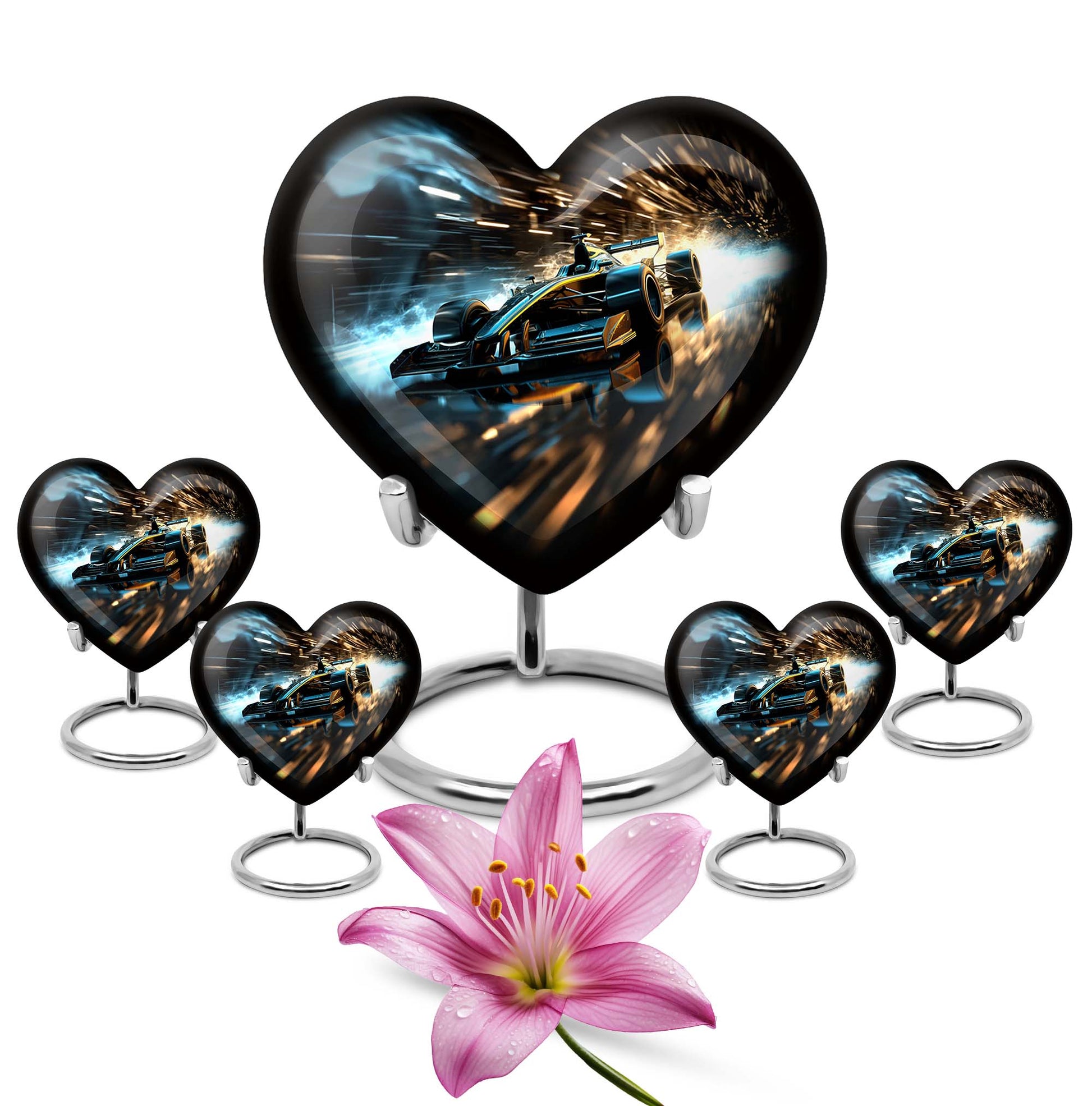 Heart Shape Car Urn Large Urn With 4 Keepsake Urn
