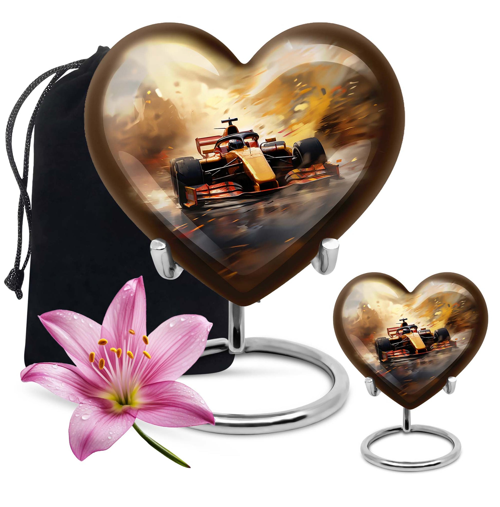 Heart Shape Car Urn Large Urn With 1 Keepsake Urn