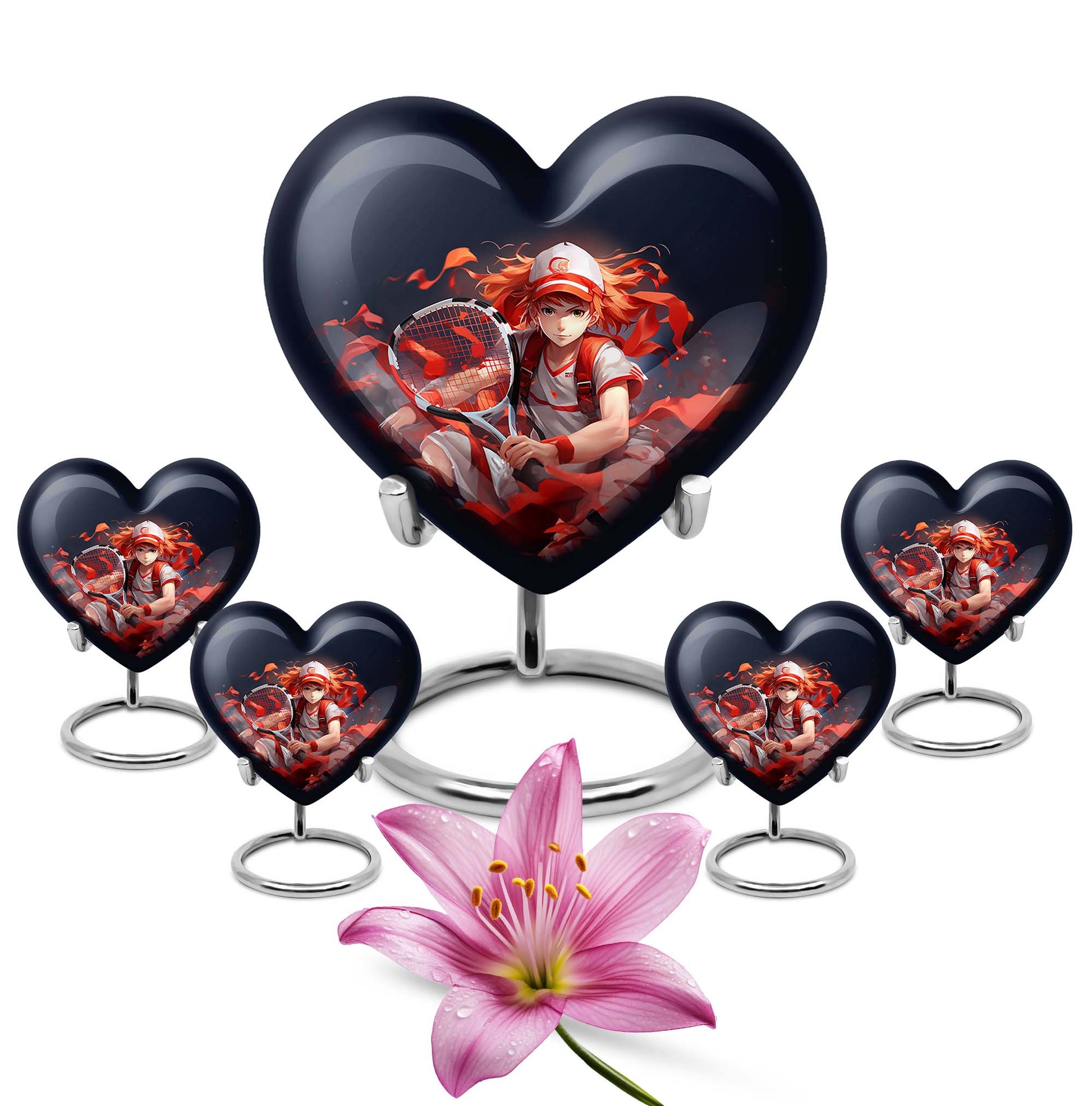 Heart Shape Tennis Urn Large Urn With 4 Keepsake Urn