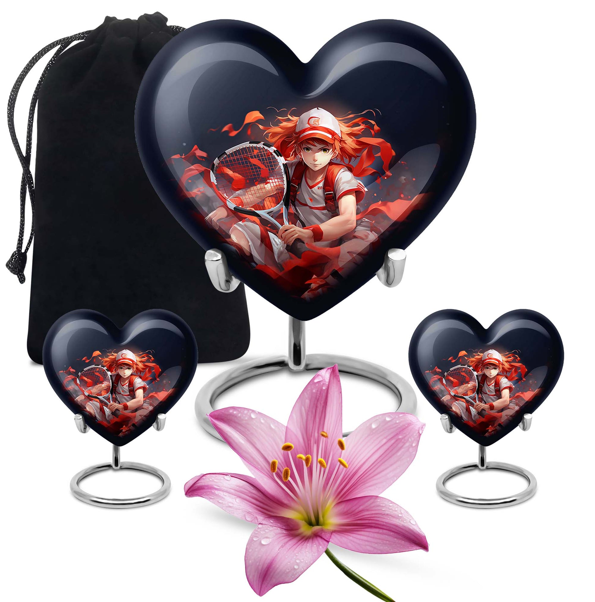 Heart Shape Tennis Urn Large Urn With 2 Keepsake Urn