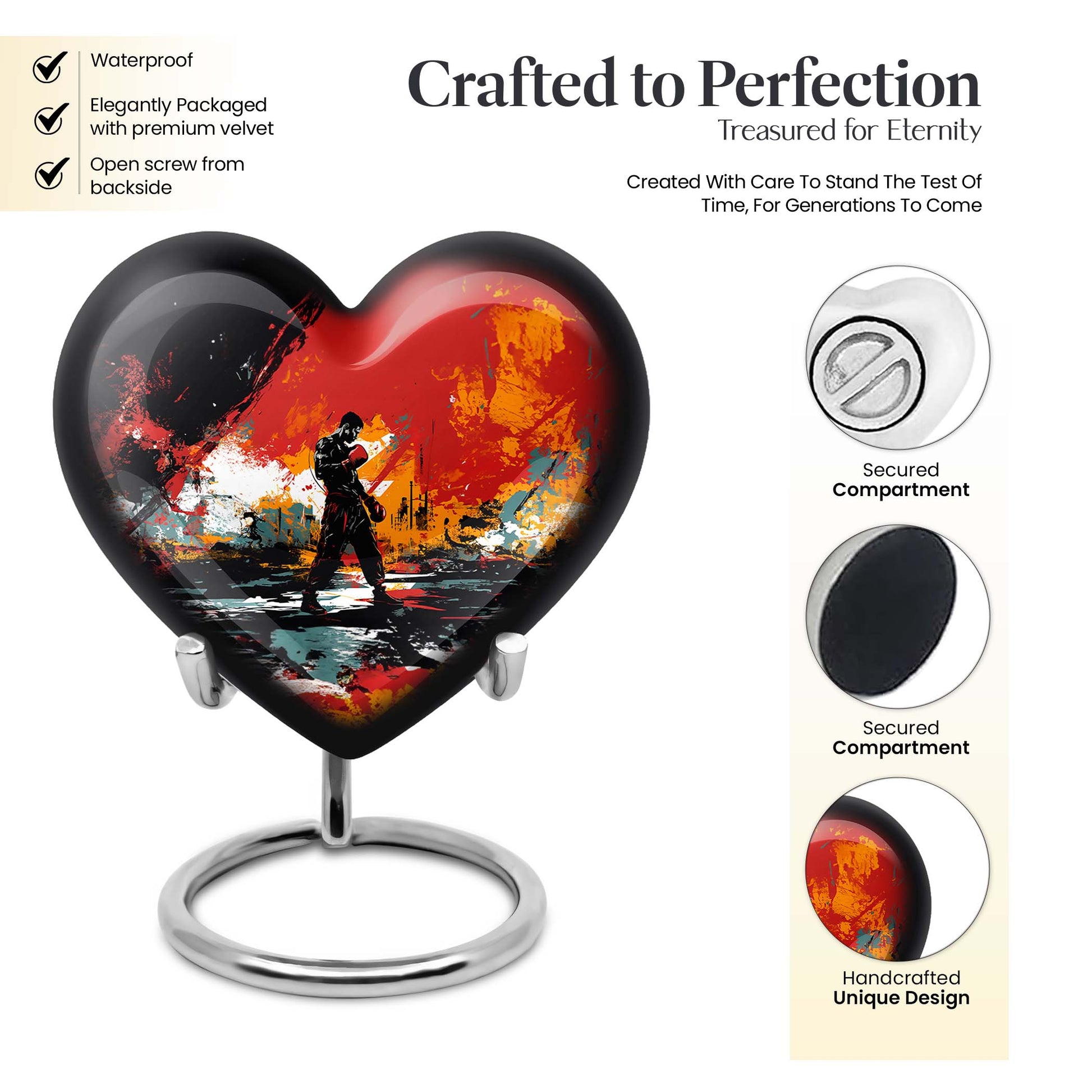 Heart Shape Boxing Urn Keepsake 3 Inch