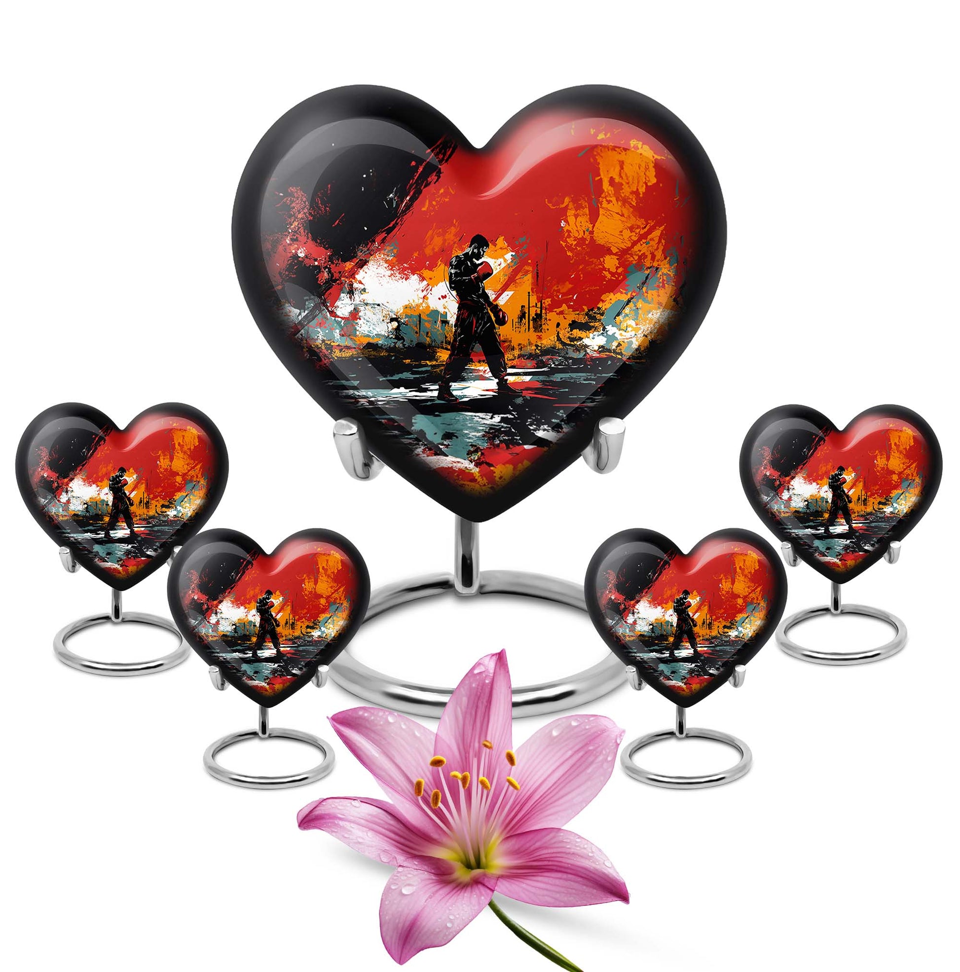 Heart Shape Boxing Urn Large Urn With 4 Keepsake Urn