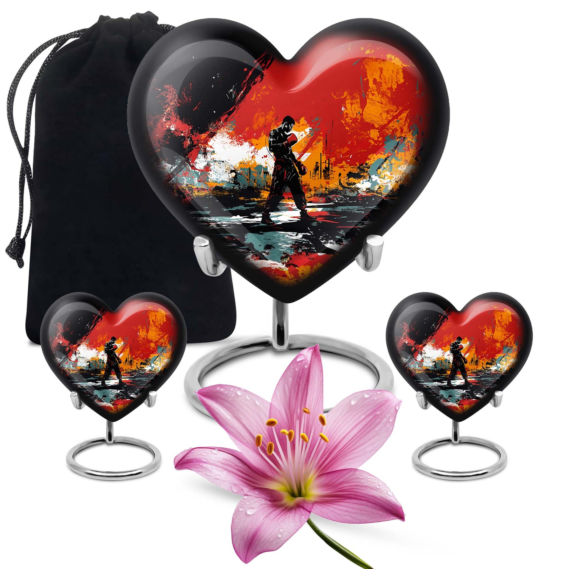 Heart Shape Boxing Urn Large Urn With 2 Keepsake Urn