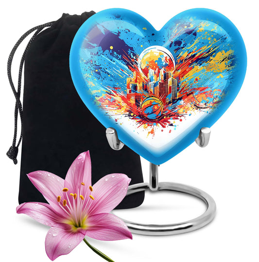 Heart Shape Basketball Urn Large 10 Inch