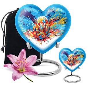 Heart Shape Basketball Urn Large Urn With 1 Keepsake Urn
