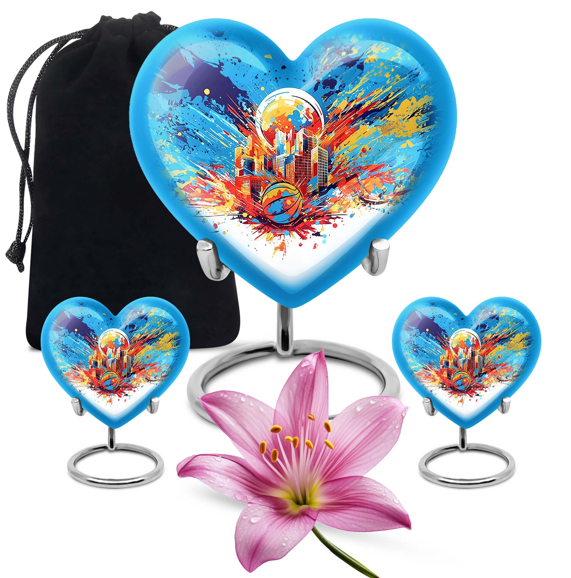 Heart Shape Basketball Urn Large Urn With 2 Keepsake Urn