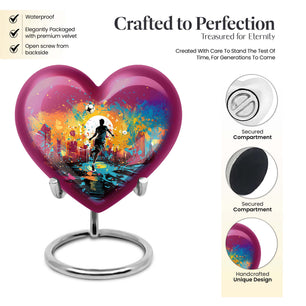 Heart Shape Football Urn Keepsake 3 Inch