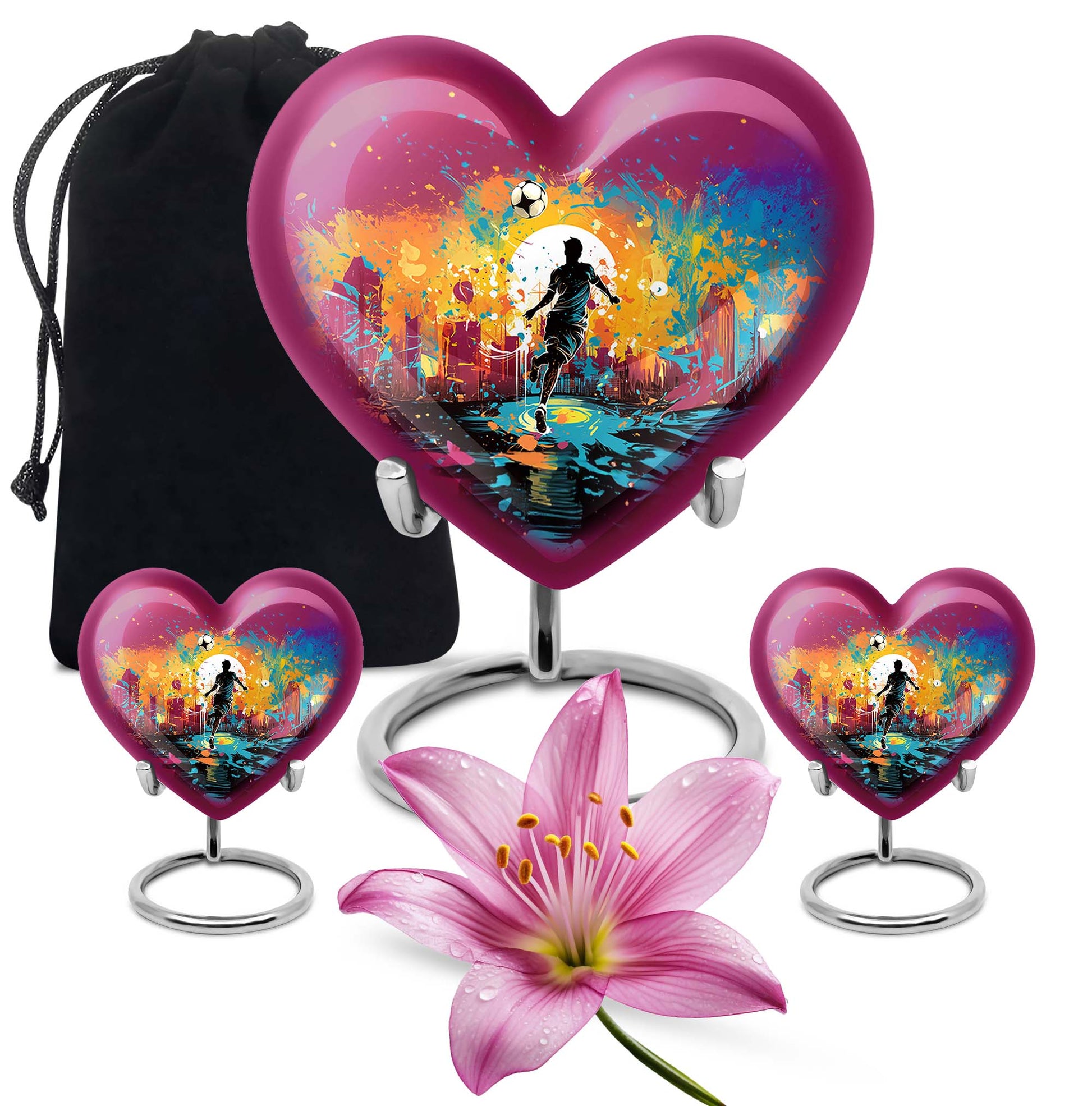 Heart Shape Football Urn Large Urn With 2 Keepsake Urn