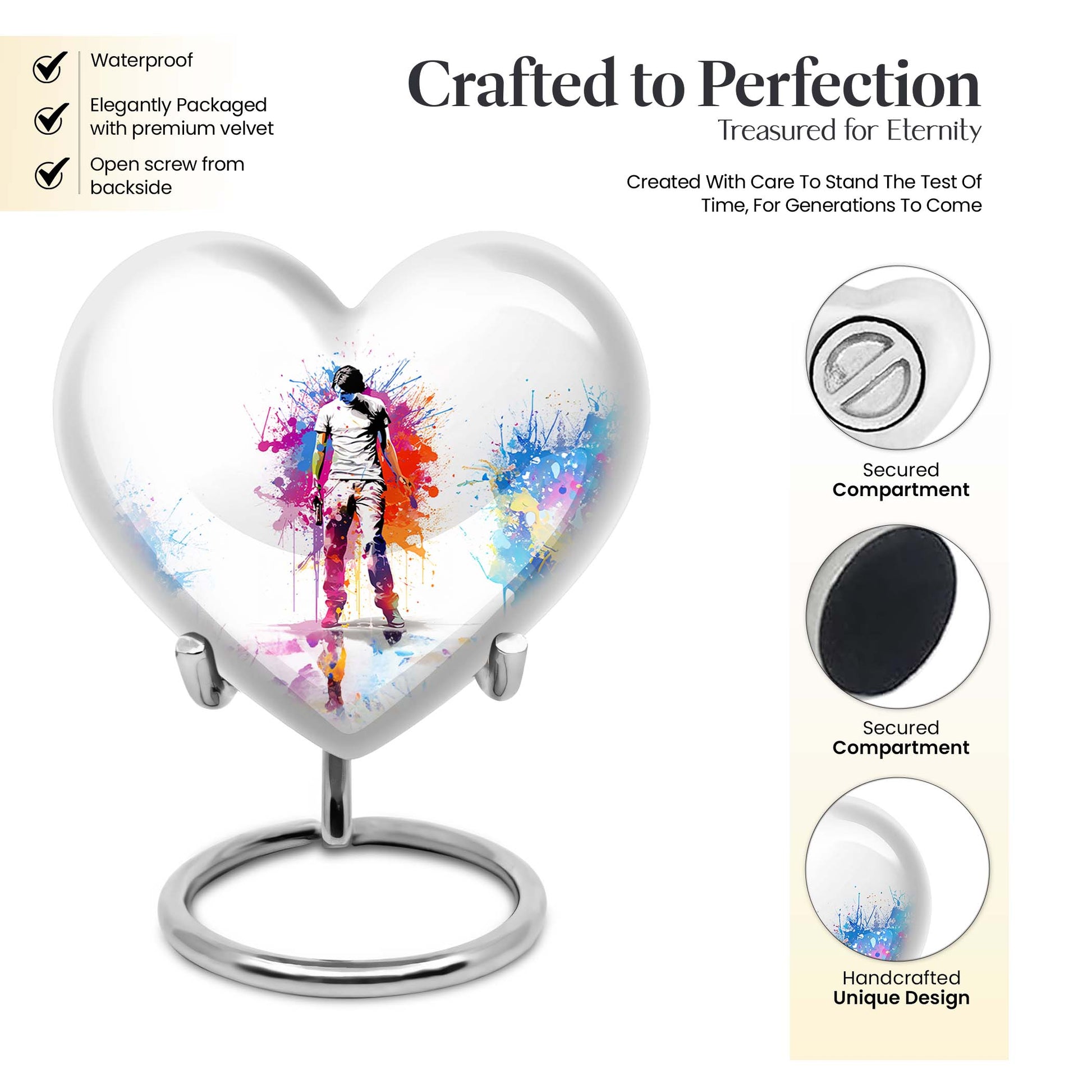 Heart Shape Tennis Urn Keepsake 3 Inch