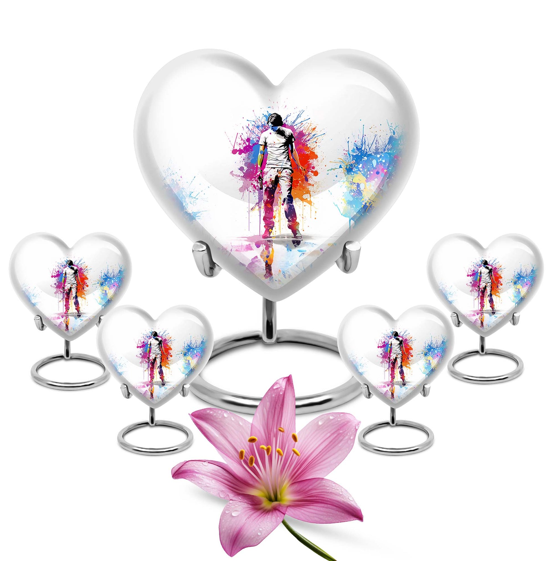 Heart Shape Tennis Urn Large Urn With 4 Keepsake Urn