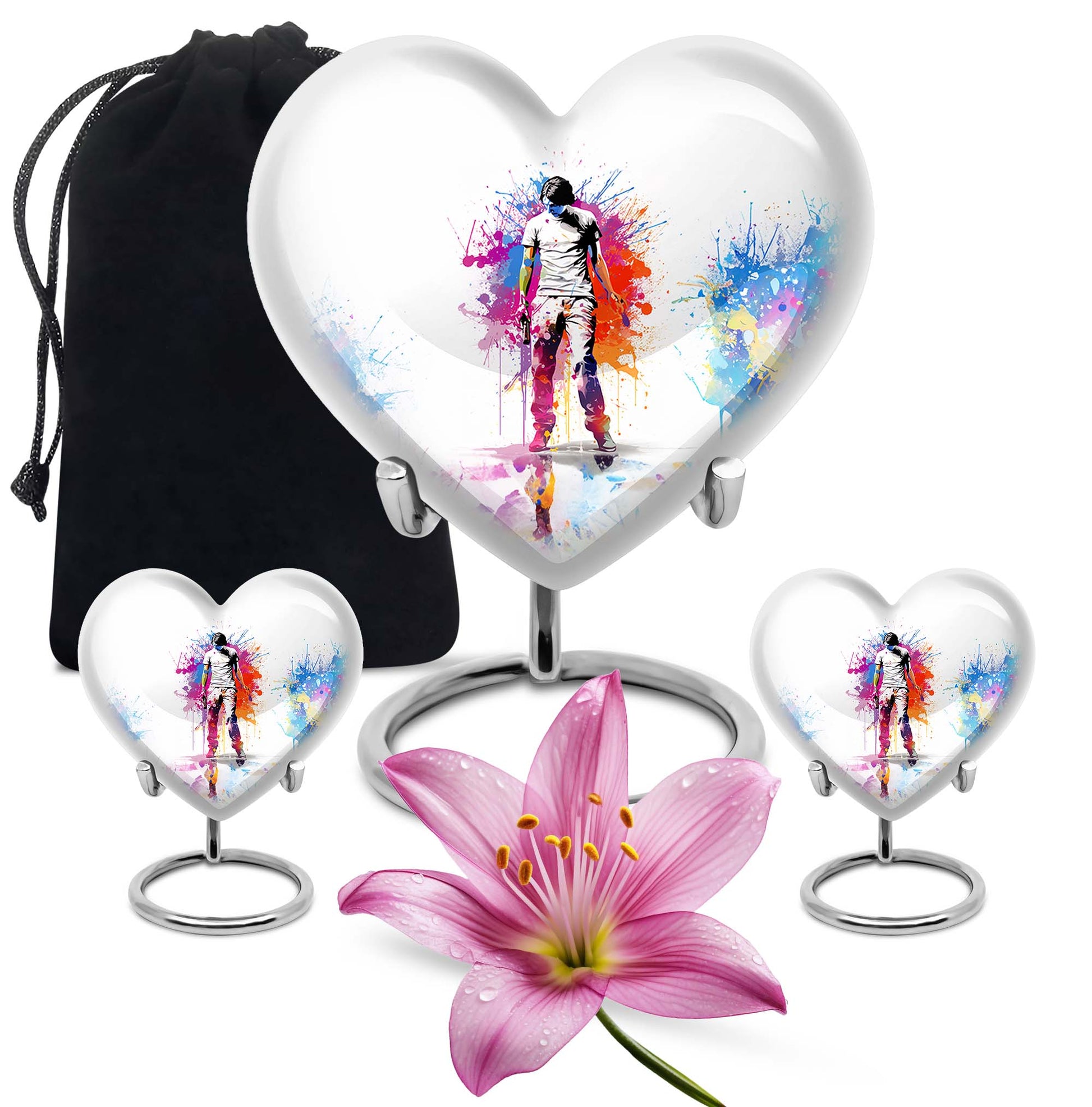Heart Shape Tennis Urn Large Urn With 2 Keepsake Urn