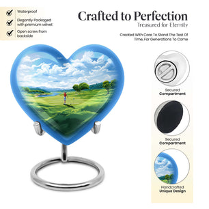 Heart Shape Golf Urn Keepsake 3 Inch
