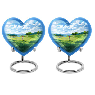 Heart Shape Golf Urn Keepsake Urn Pack of 2