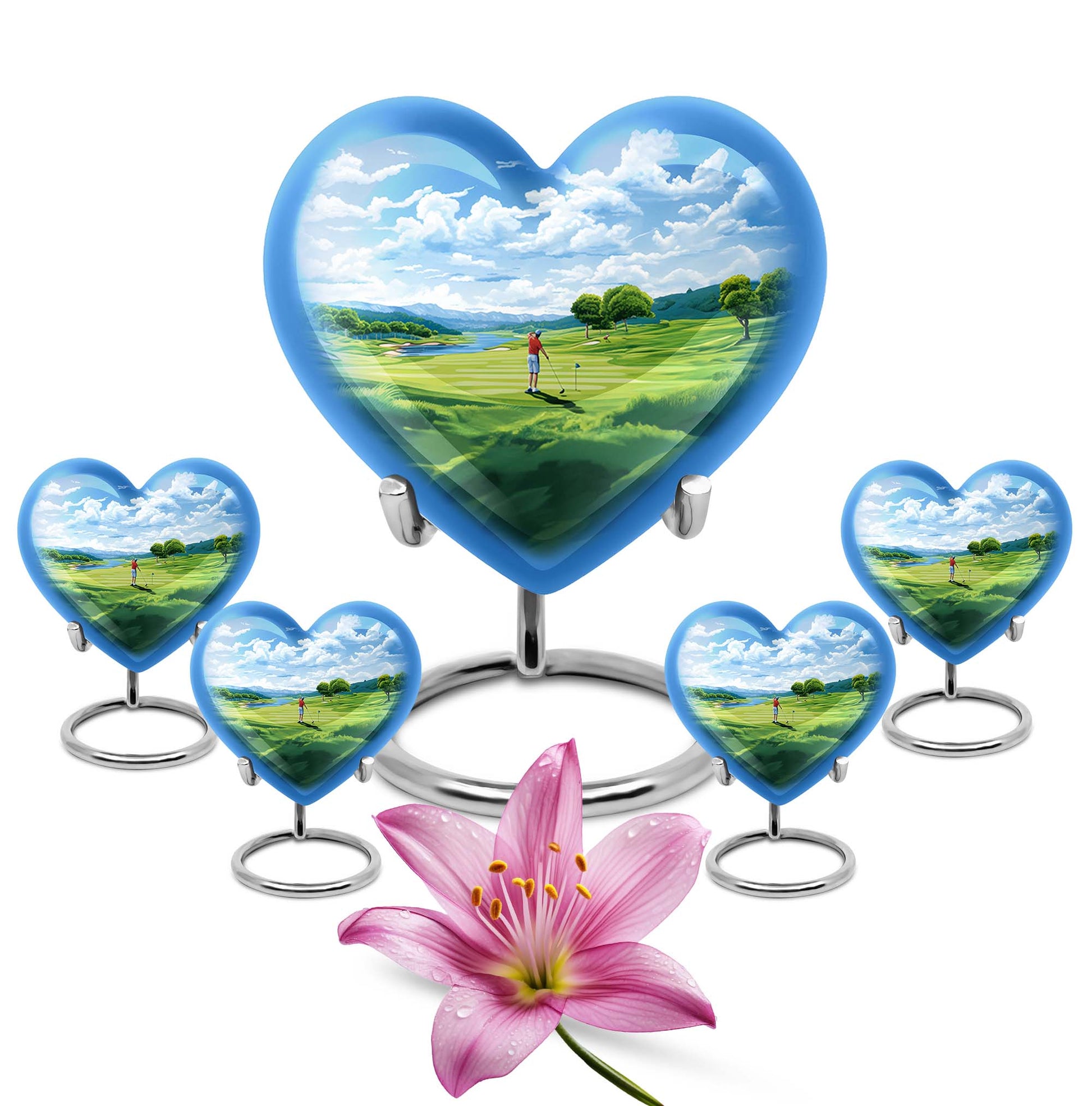 Heart Shape Golf Urn Large Urn With 4 Keepsake Urn