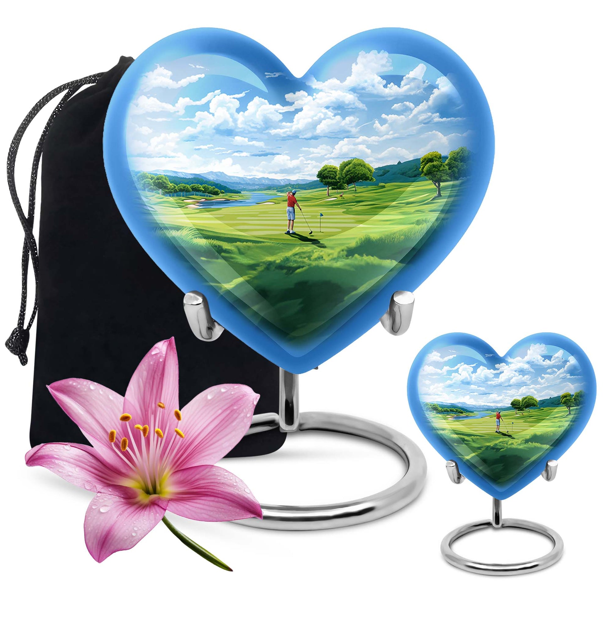 Heart Shape Golf Urn Large Urn With 1 Keepsake Urn