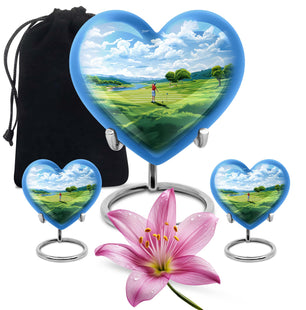 Heart Shape Golf Urn Large Urn With 2 Keepsake Urn