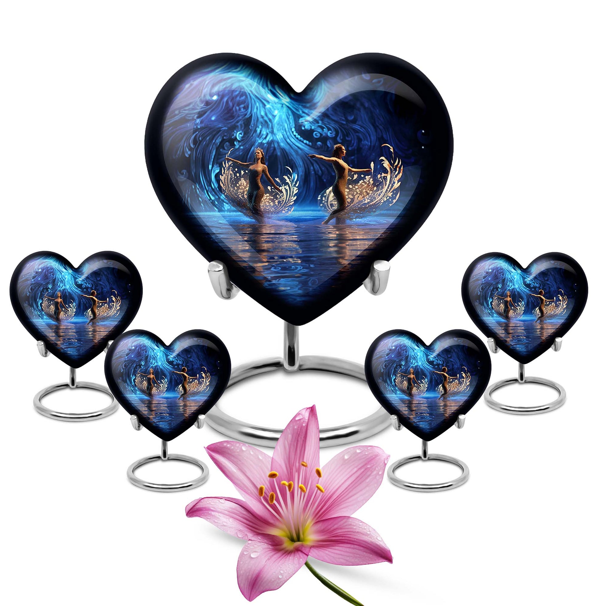 Heart Shape Sport Urn Large Urn With 4 Keepsake Urn