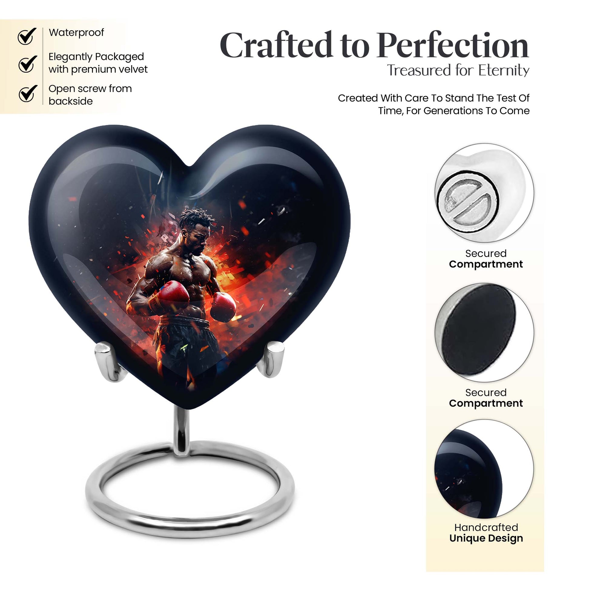Heart Shape Boxing Urn Keepsake 3 Inch