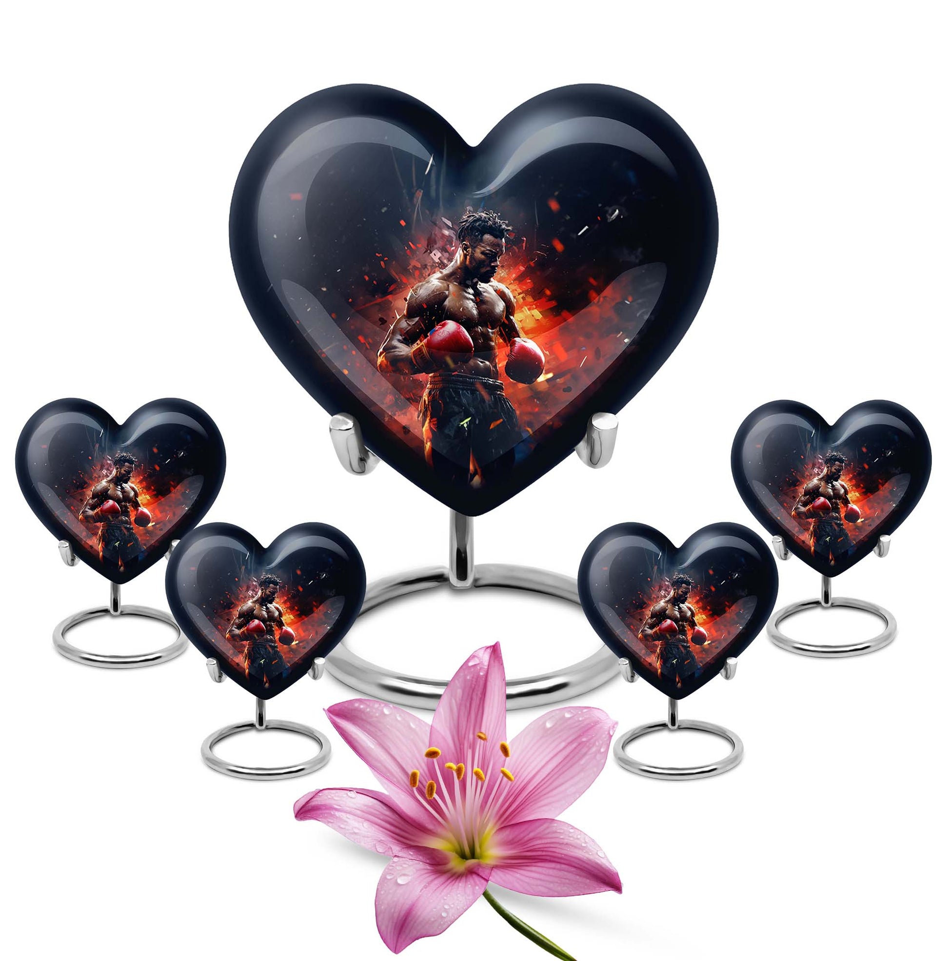 Heart Shape Boxing Urn Large Urn With 4 Keepsake Urn