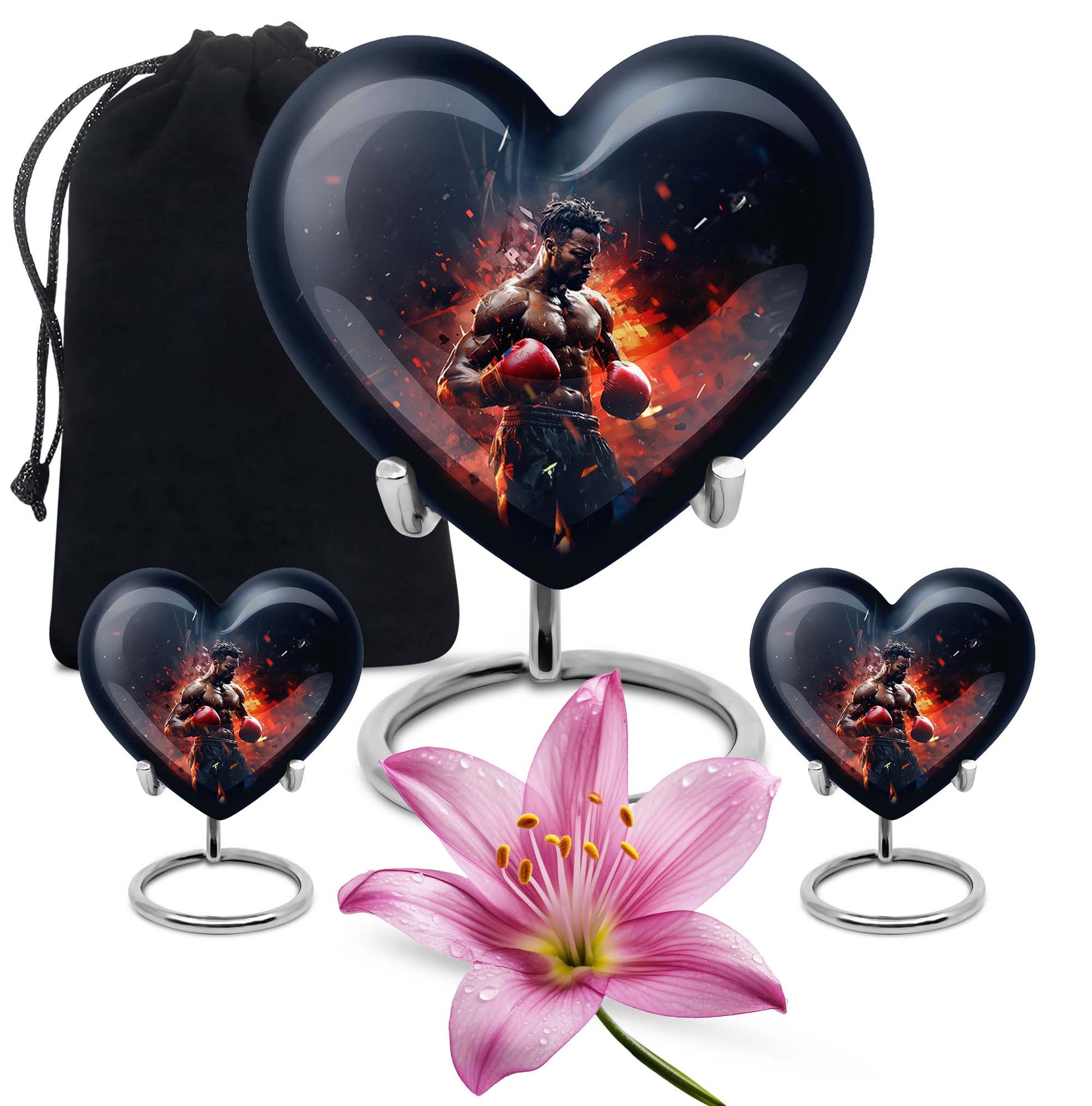 Heart Shape Boxing Urn Large Urn With 2 Keepsake Urn
