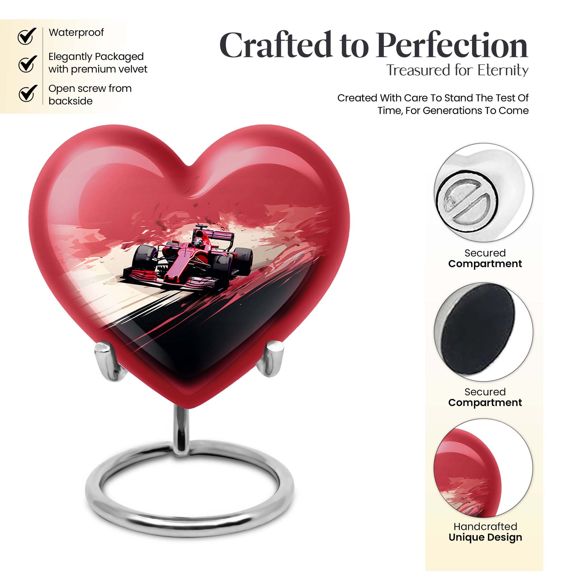 Heart Shape Car Urn Keepsake 3 Inch