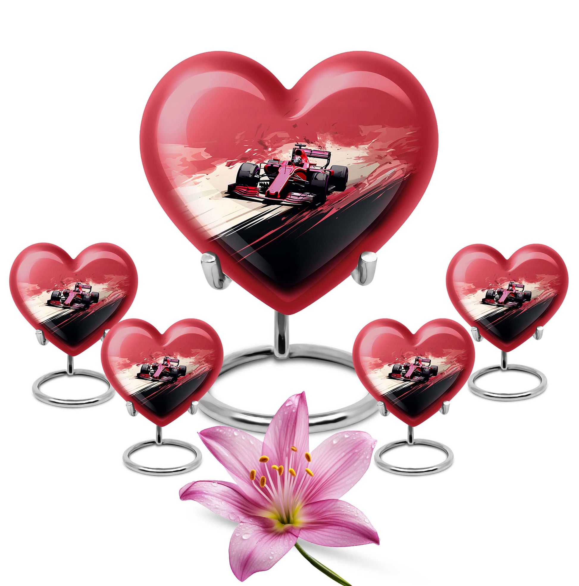 Heart Shape Car Urn Large Urn With 4 Keepsake Urn