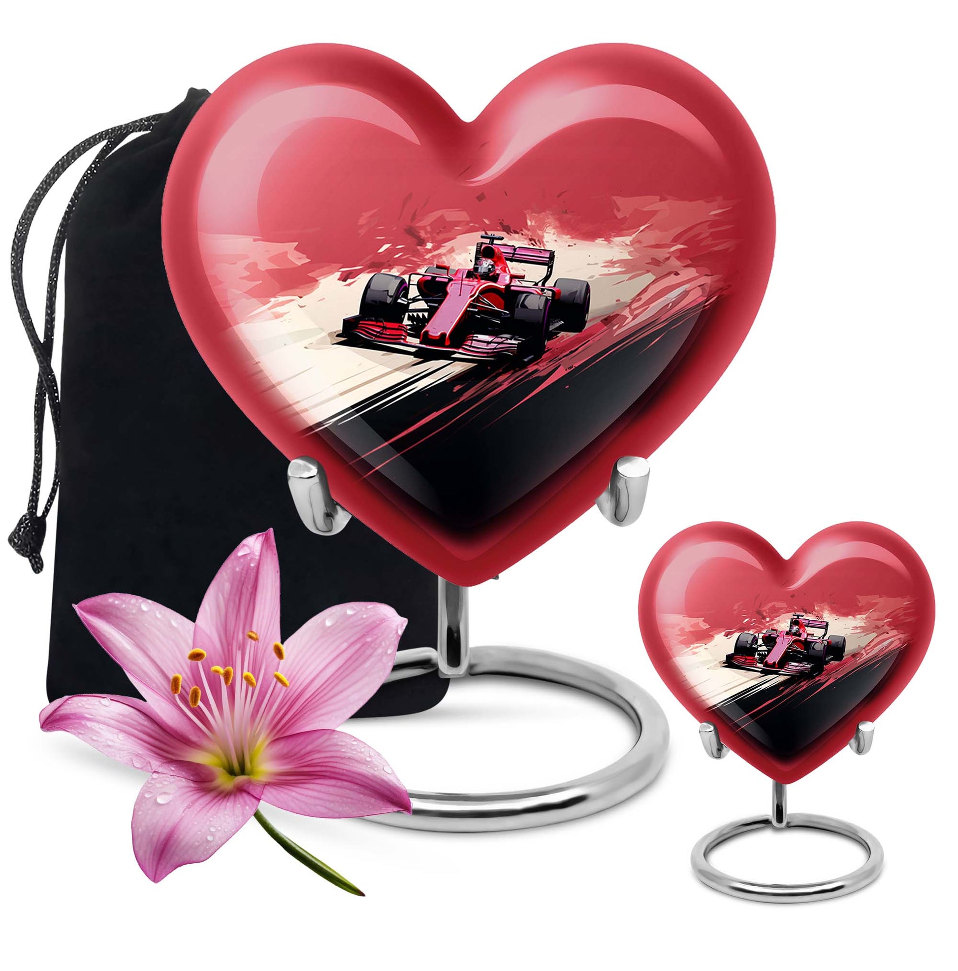 Heart Shape Car Urn Large Urn With 1 Keepsake Urn
