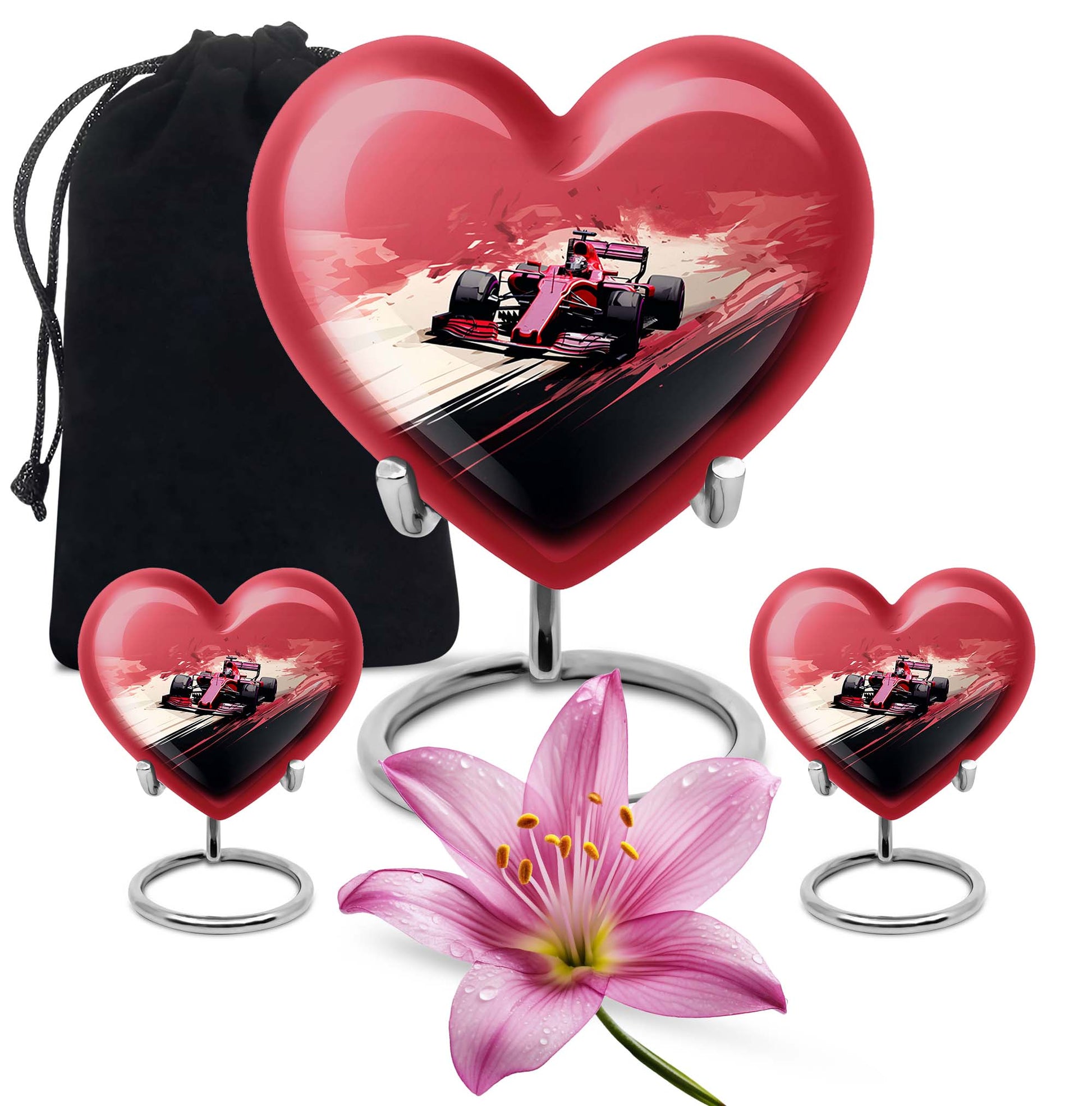 Heart Shape Car Urn Large Urn With 2 Keepsake Urn