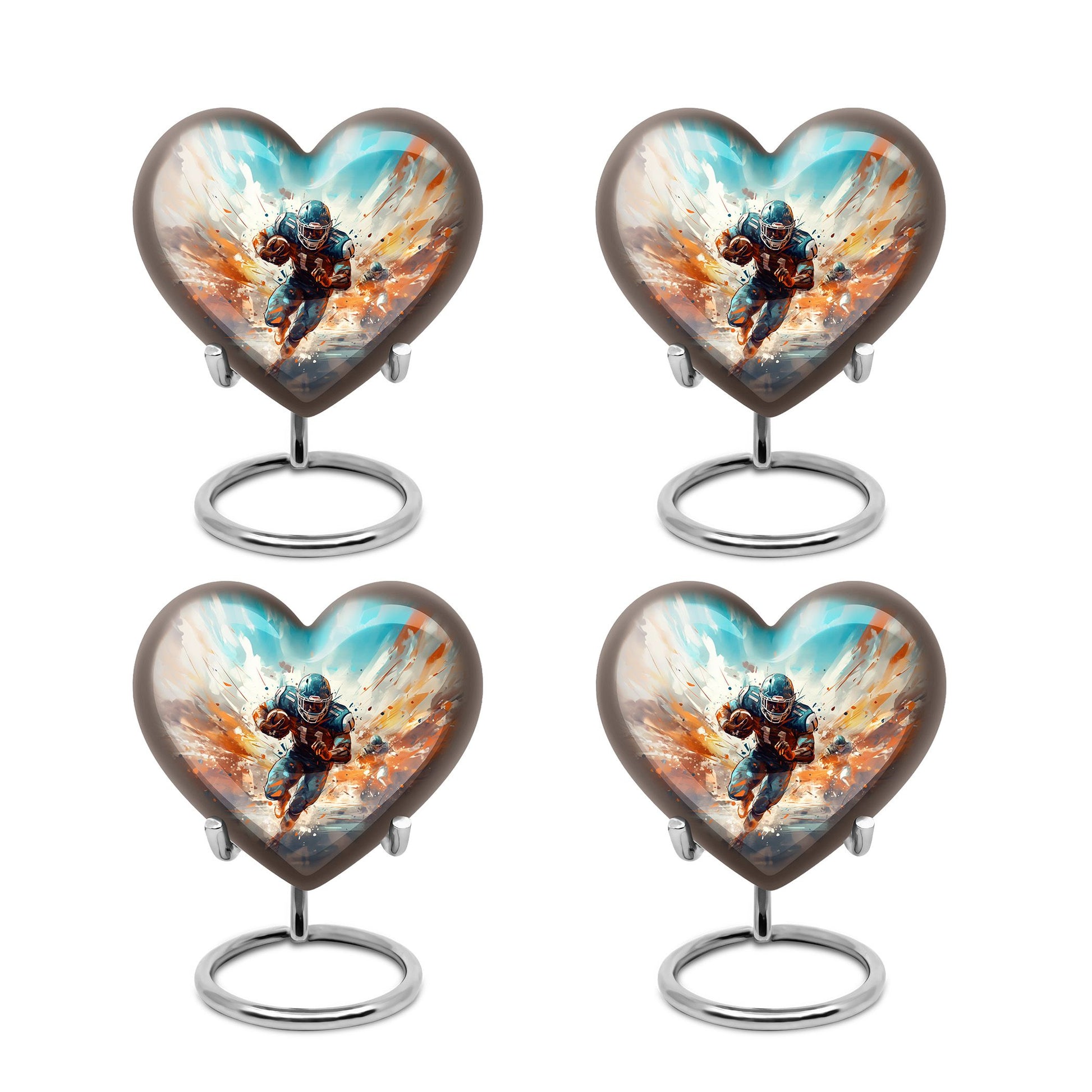 Heart Shape Football Urn Keepsake Urn Pack of 4