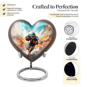 Heart Shape Football Urn Keepsake 3 Inch
