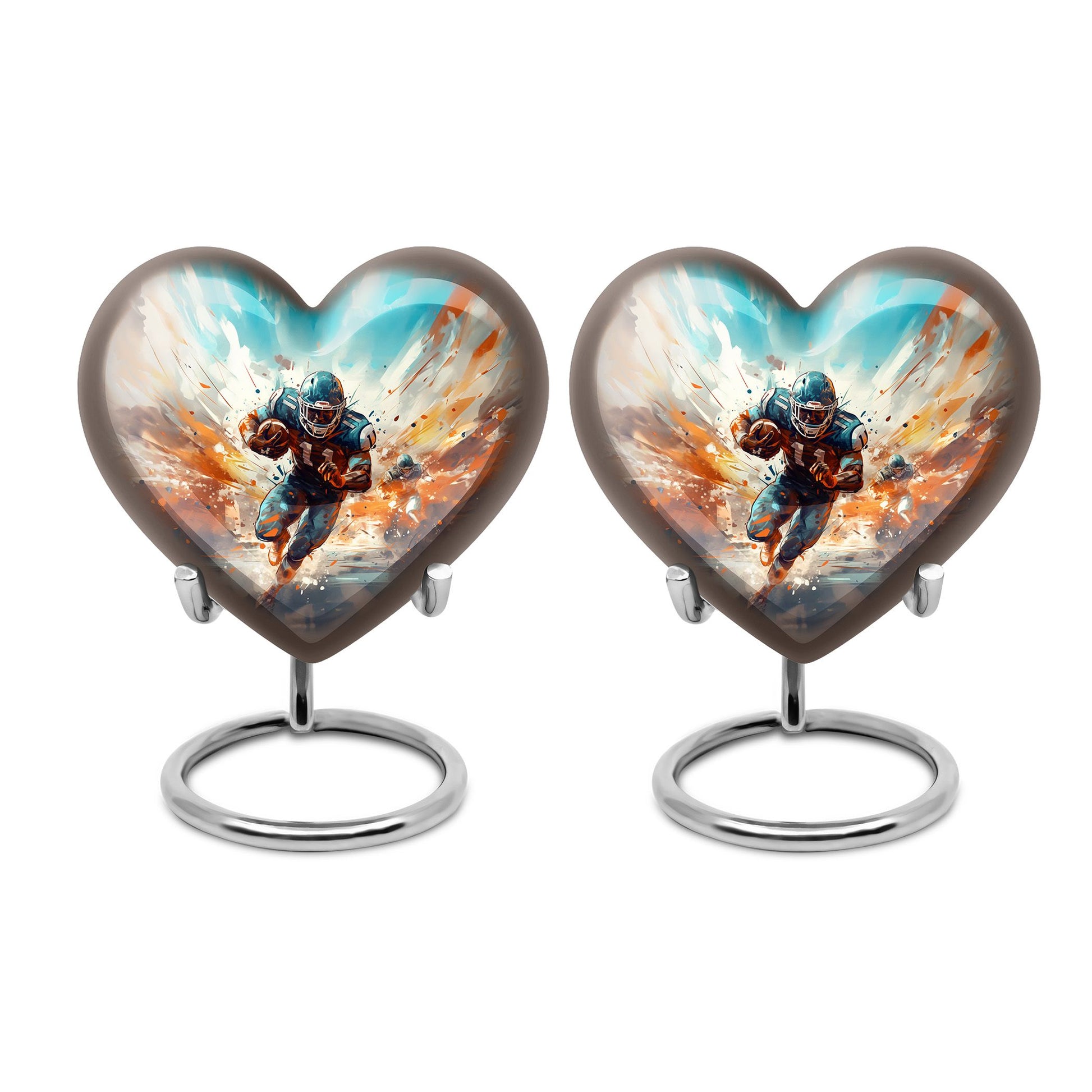 Heart Shape Football Urn Keepsake Urn Pack of 2