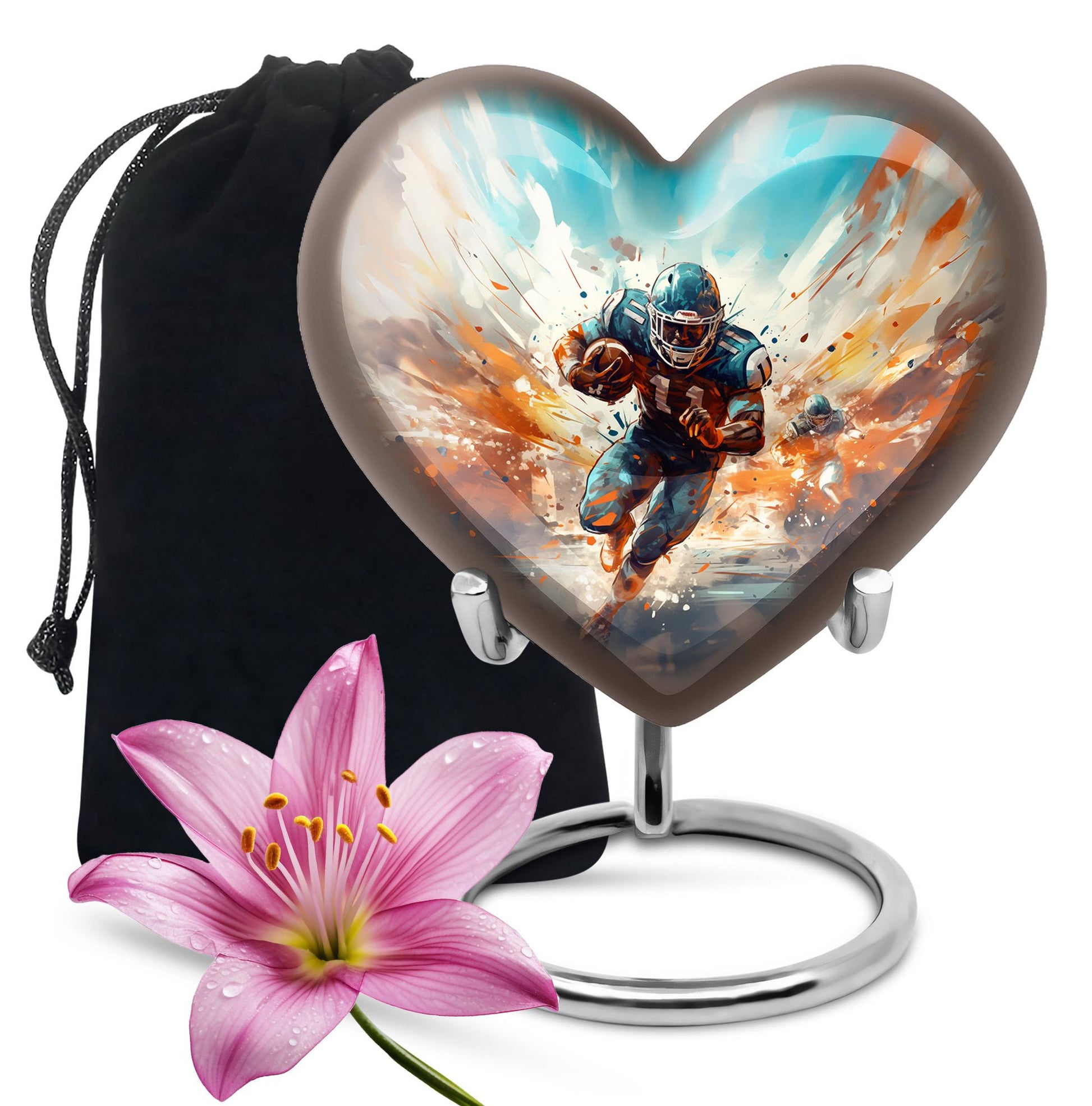 Heart Shape Football Urn Large 10 Inch