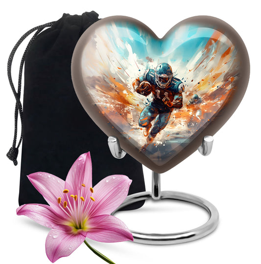 Heart Shape Football Urn Large 10 Inch